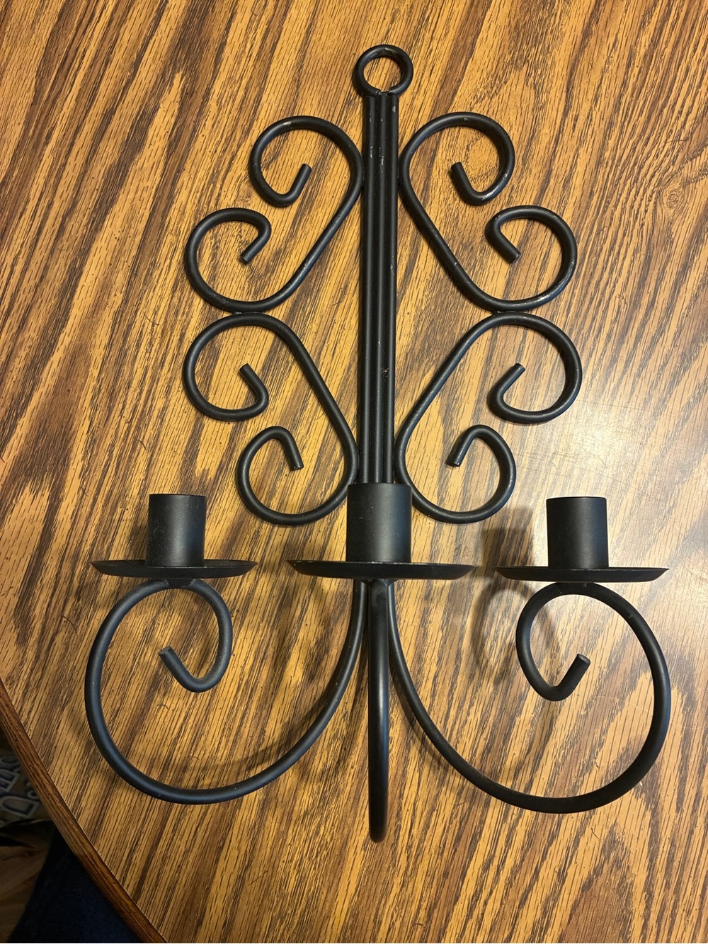Black Scroll Wall Sconce 3 Candle Holder